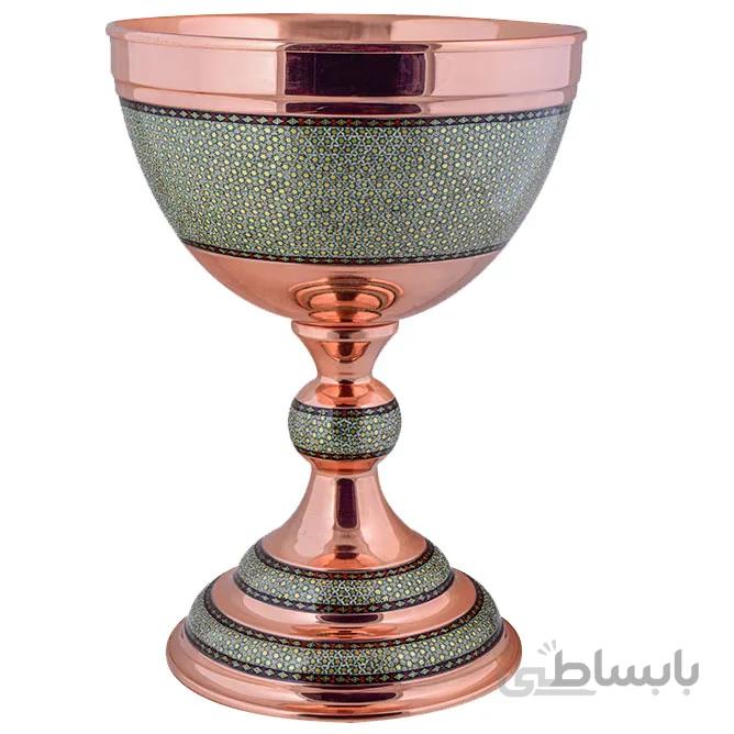 سنگاب مسی خاتم کاری اثر آقاجانی ارتفاع 50 سانتی متر کدC-529