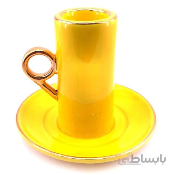 جاشمعی و جا وارمری سرامیکی انگشتی زرد دور طلا