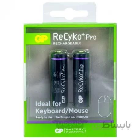 باتری قلمی شارژی AA جی پی ریسایکو پرو 2عددی 1800 میلی آمپر (مناسب موس و کیبورد) GP ReCyko Pro