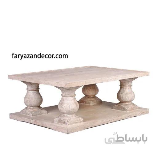 میز جلو مبلی فریازان دکور مدل پایه ستونی