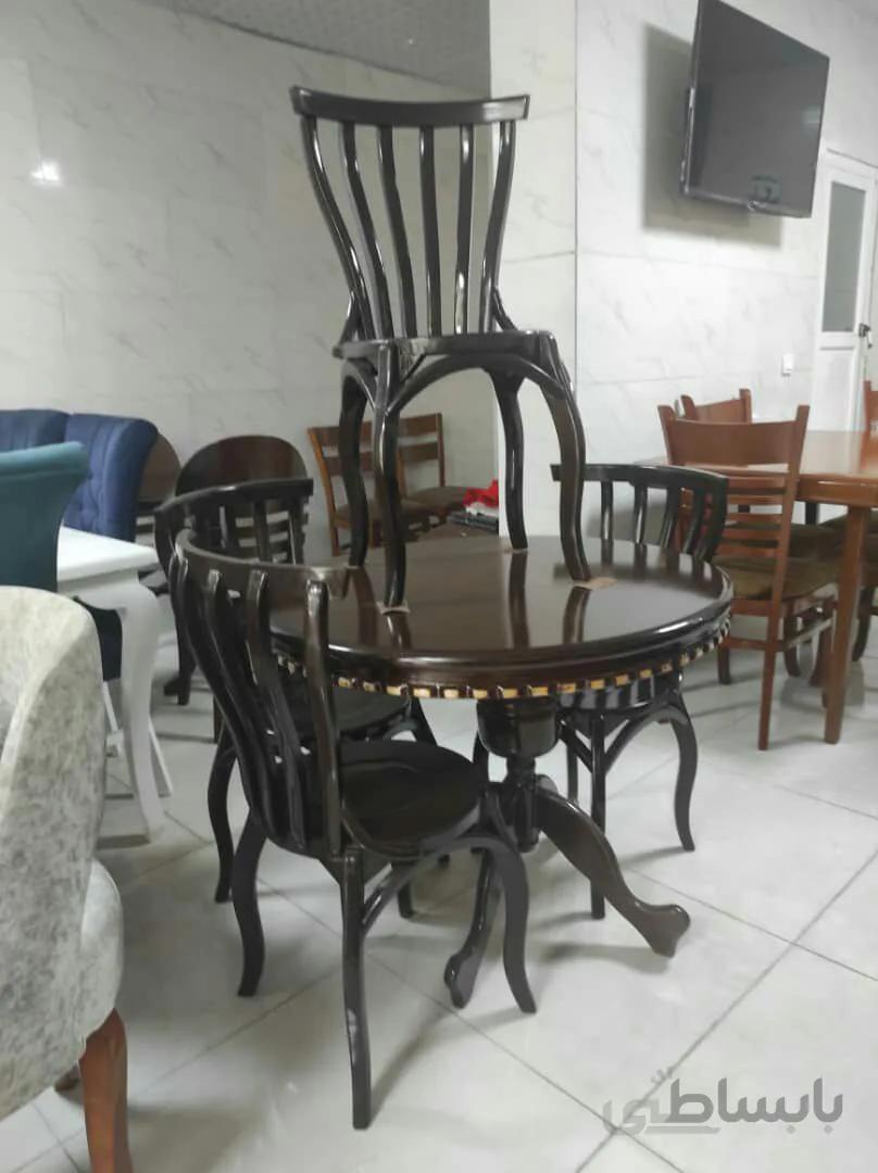 میز و صندلی ناهار خوری 4 نفره مدل لهستانی کف چوب