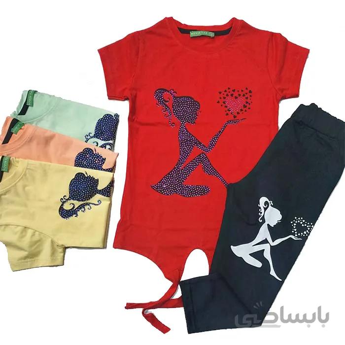 ست تیشرت شلوار دخترانه گره ای