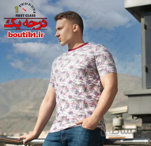 تیشرت هاوایی یقه گرد پنبه براش