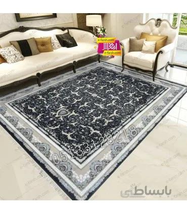 فرش ماشینی نگین مشهد طرح 2608 دودی گل برجسته