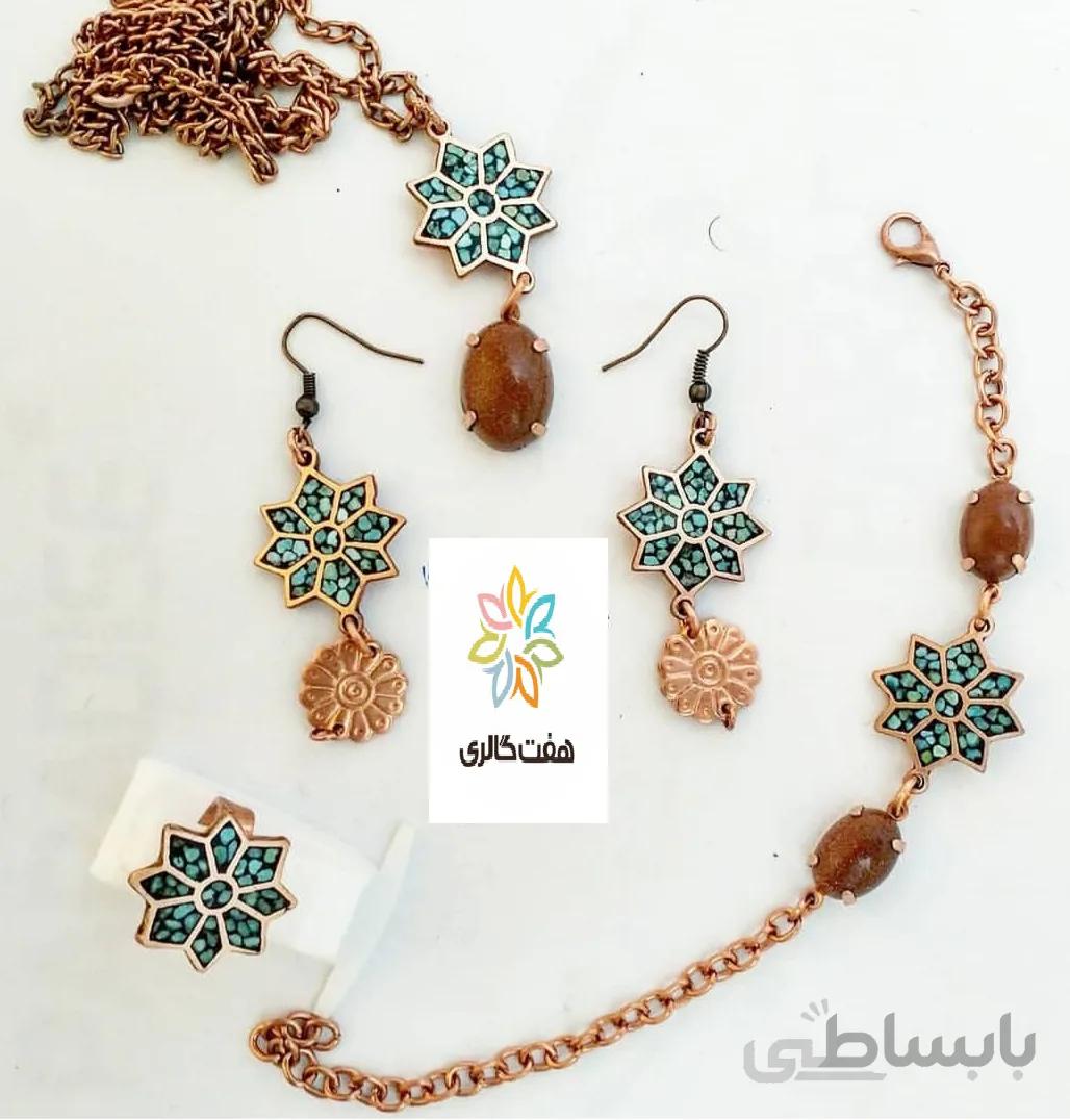 ست کامل زیورآلات فیروزکوب و مس کد ۱۰۸۶۵