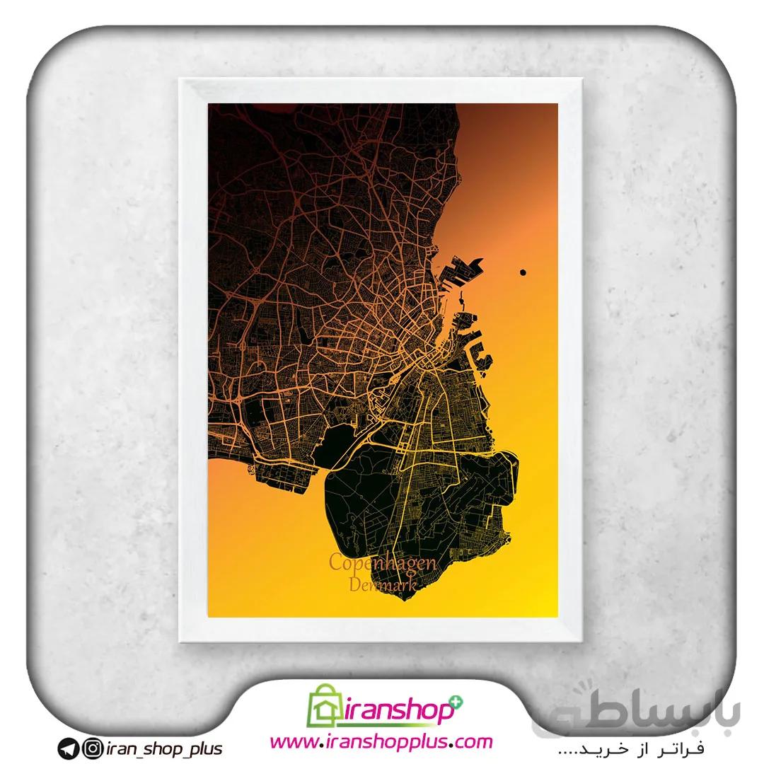 تابلو نقشه شهر کپنهاگ با تم Yellow