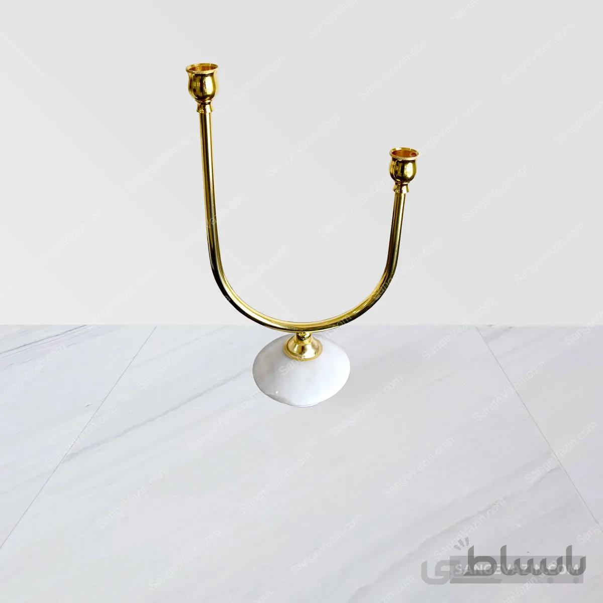 شمعدان سنگی فلزی طلایی فروغ U