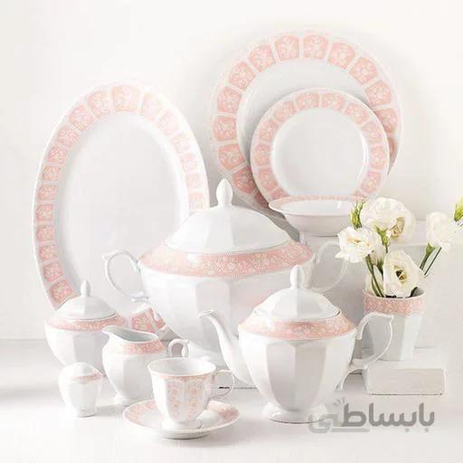 سرویس چینی زرین 12 نفره کامل آرتمیس صورتی (103 پارچه) ا Zarin Iran Neo-Classic Artemis-pink 103 Pieces FDC Dinnerware Set