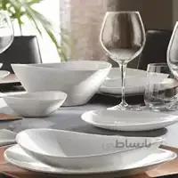 سرویس آرکوپال 26 پارچه اسپانیا بورمیولی قالب پرومتئو(بیضی) طرح سفید ساده