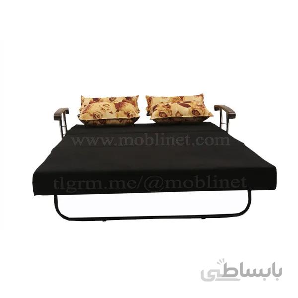 مبل تختخواب شو دو نفرخواب مدل پترو دسته چوبی فلزی
