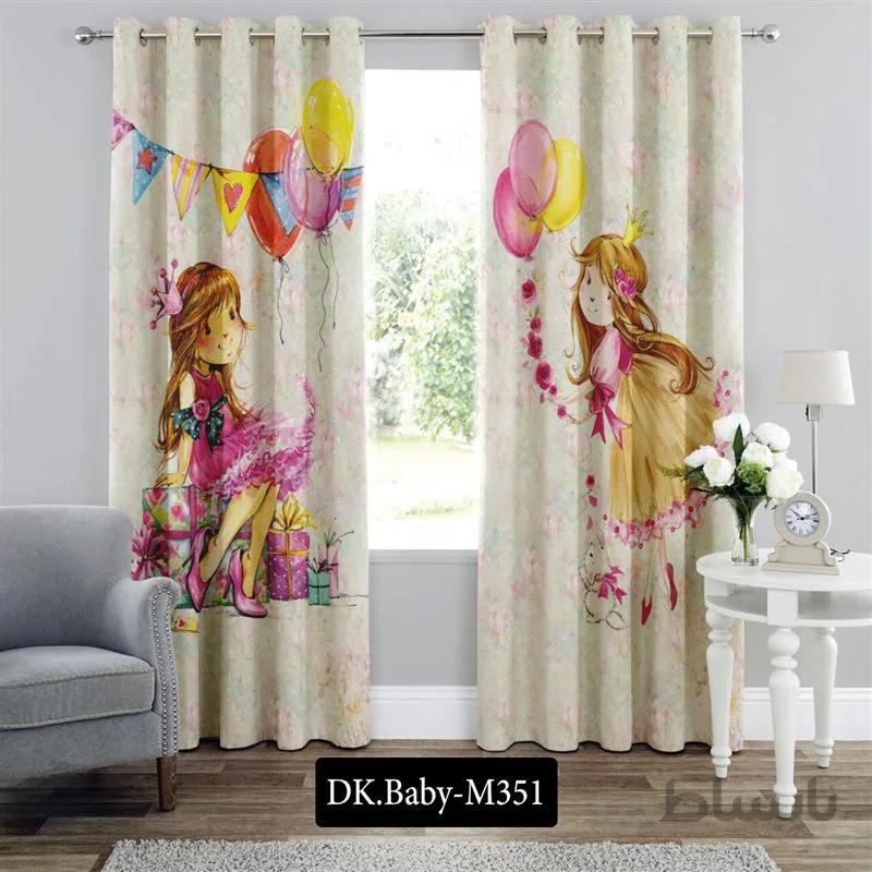 پرده پانچی (هازان و مخمل)کد DK.Baby.M351 طرح نوزادی شاهزاده خانم ها