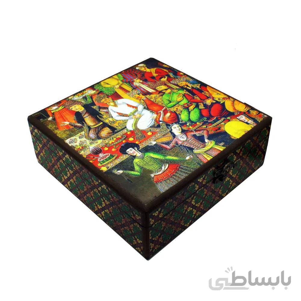 دمنوش پذیرایی 9 خانه 25*25 جعبه چوبی پک ضیافت سلطان
