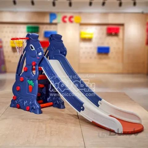 سرسره کودک خرگوش سرمه ای با حلقه بسکتبال مدل PS5135