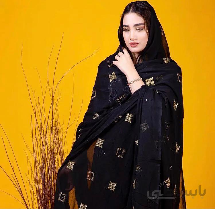 چادر کارشده با گلابتون و نگین n401