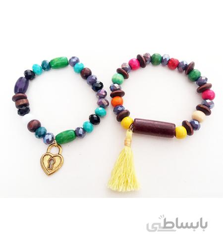 دستبند چوبی کشی 2 تایی لبینا کد sn1146