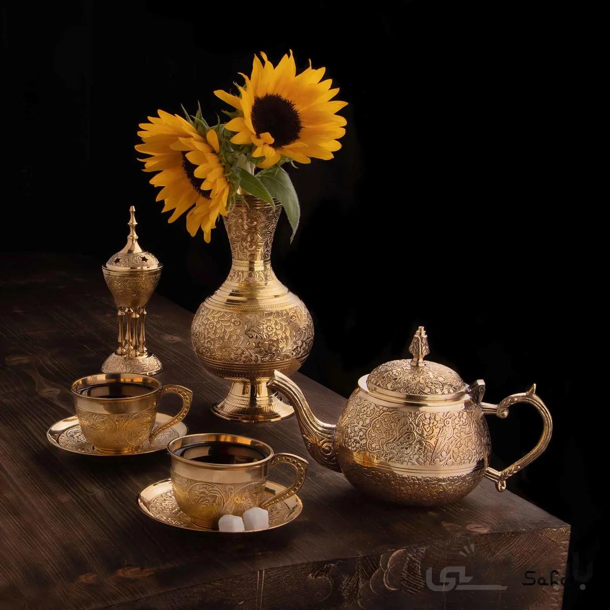 ست چای خوری برنجی طلایی کد 032