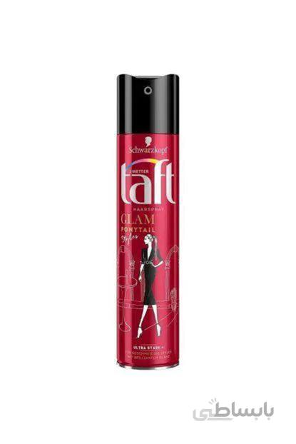 اسپری حالت دهنده مو taft hair spray شوارزکوف تافت مدل glam ponytail
