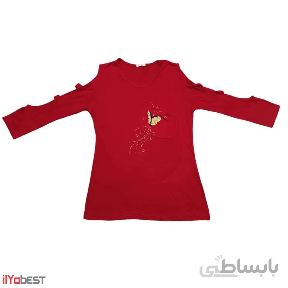 تیشرت زاپدار دخترانه طرح پروانه