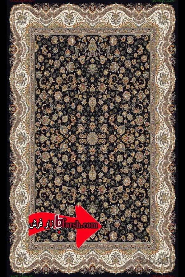 فرش کاشان طرح ماه افشان سرمه ای