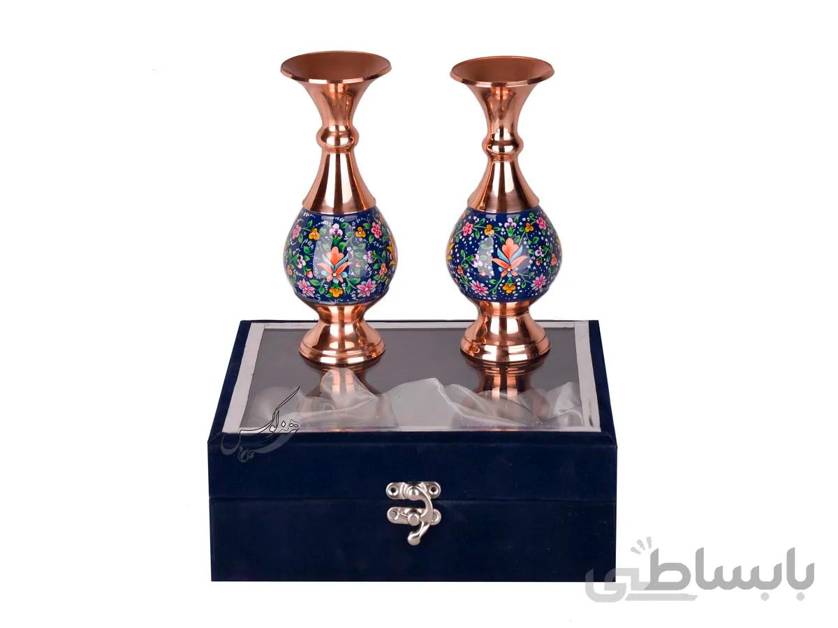 ست جفت گلدان مس و پرداز سایز 16
