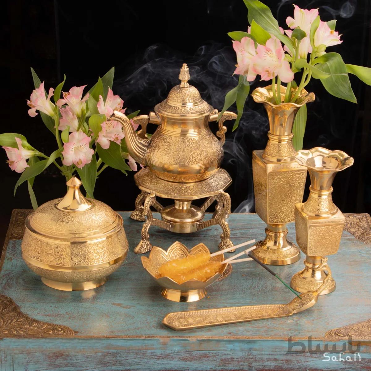 ست پذیرایی برنجی طلایی کد 053