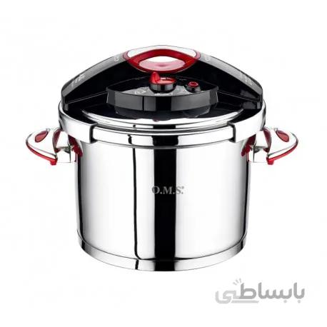 زودپز استیل ۷ لیتری OMS مدل کلیپسی دسته باکالیت ۵۰۳۵ – OMS STEEL PRESSURE COOKER