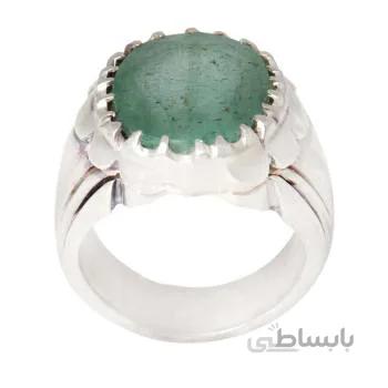 انگشتر نقره مردانه مدل سنگ زمرد رکاب دست ساز کد AM_2094
