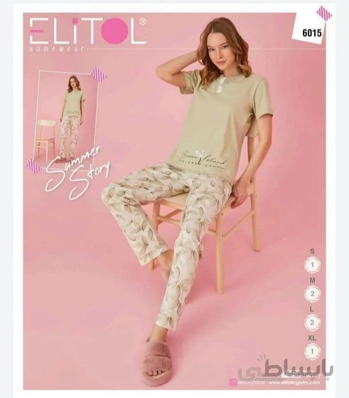 ست تی شرت و شلوار خانگی زنانه 6015 ترک | الیتول | Elitol