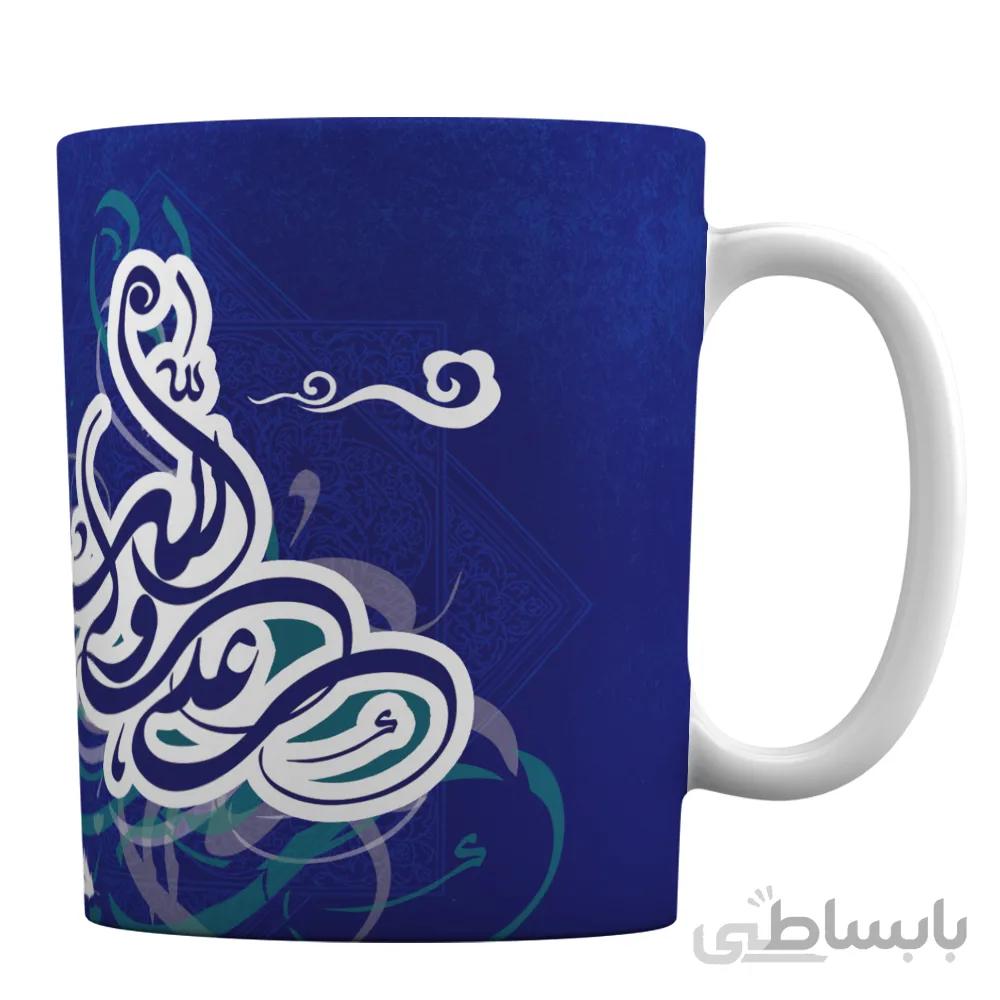 ماگ سرامیکی افرا توس طرح شعر شهریار «به علی شناختم من به خدا قسم خدا را»