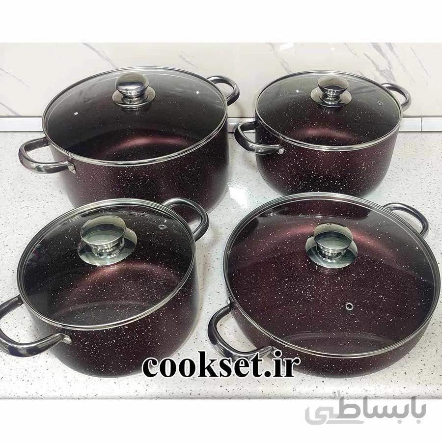 سرویس قابلمه گرانیتی کدبانو زرشکی8پارچه