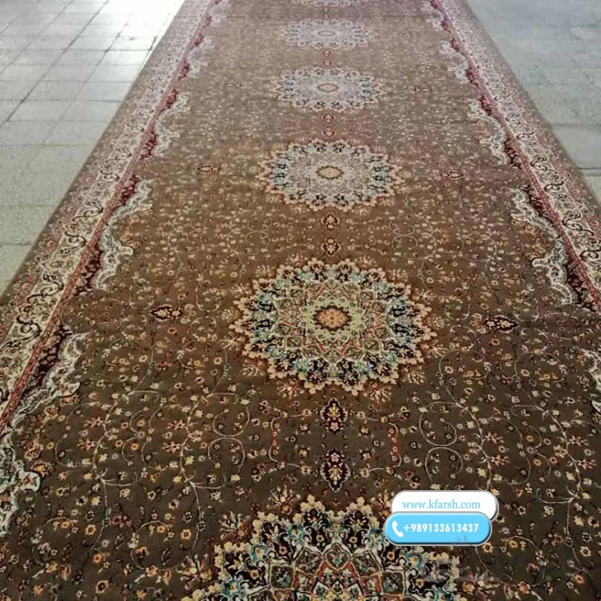 فرش کناره ترنج دار اطلس گردویی