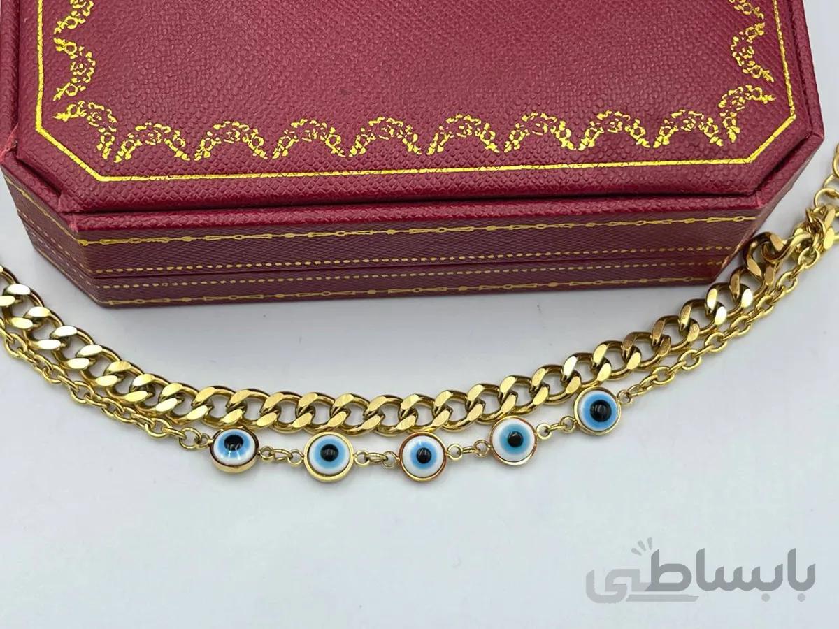 دستبند دو زنجیره کارتیر و چشم نظر
