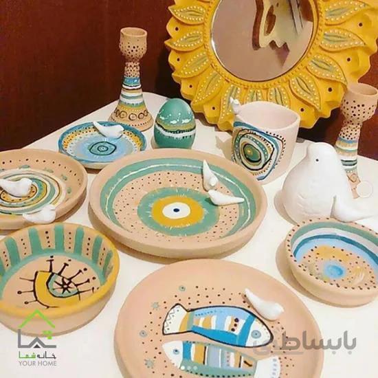 ظرف هفت سین سفالی طرح ماهی