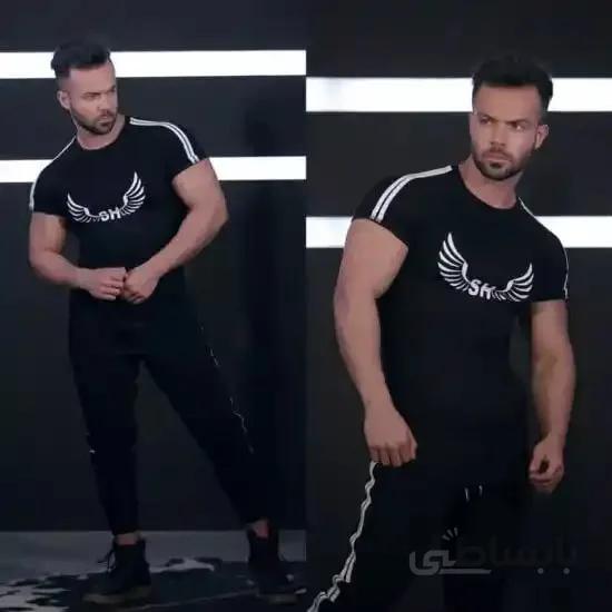 ست مردانه کد 188 تیشرت آستین کوتاه و شلوار اسلش رنگ مشکی ا Men's set code 188 Short sleeve T-shirt and black slash pants