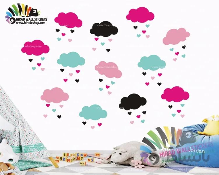 استیکر دیواری اتاق کودک باران قلب Heart Rain Wallstickers کد h1046