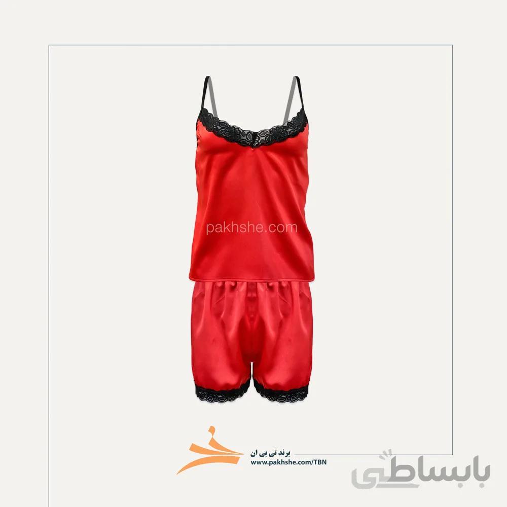ست تاپ و شورتک ساتن ابریشم لبه توری برند تی بی ان کد 16060