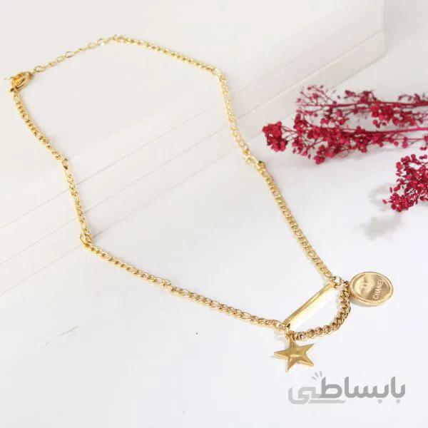 گردنبند زنانه طرح طلا مدل پلاک ستاره