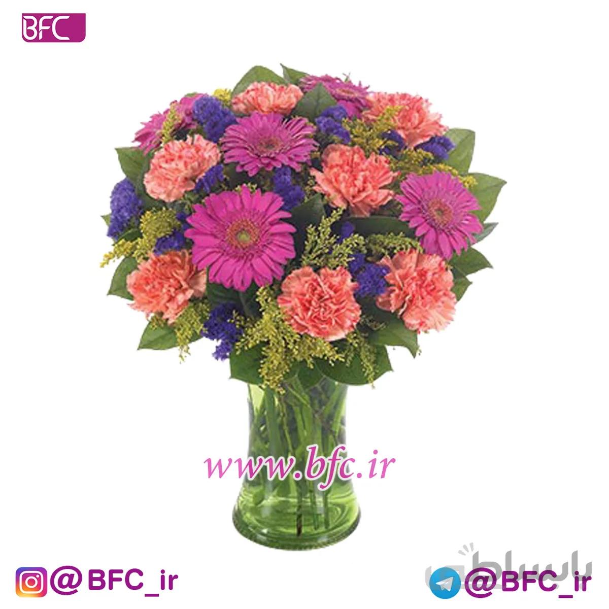 گلدان ژربرا و میخک