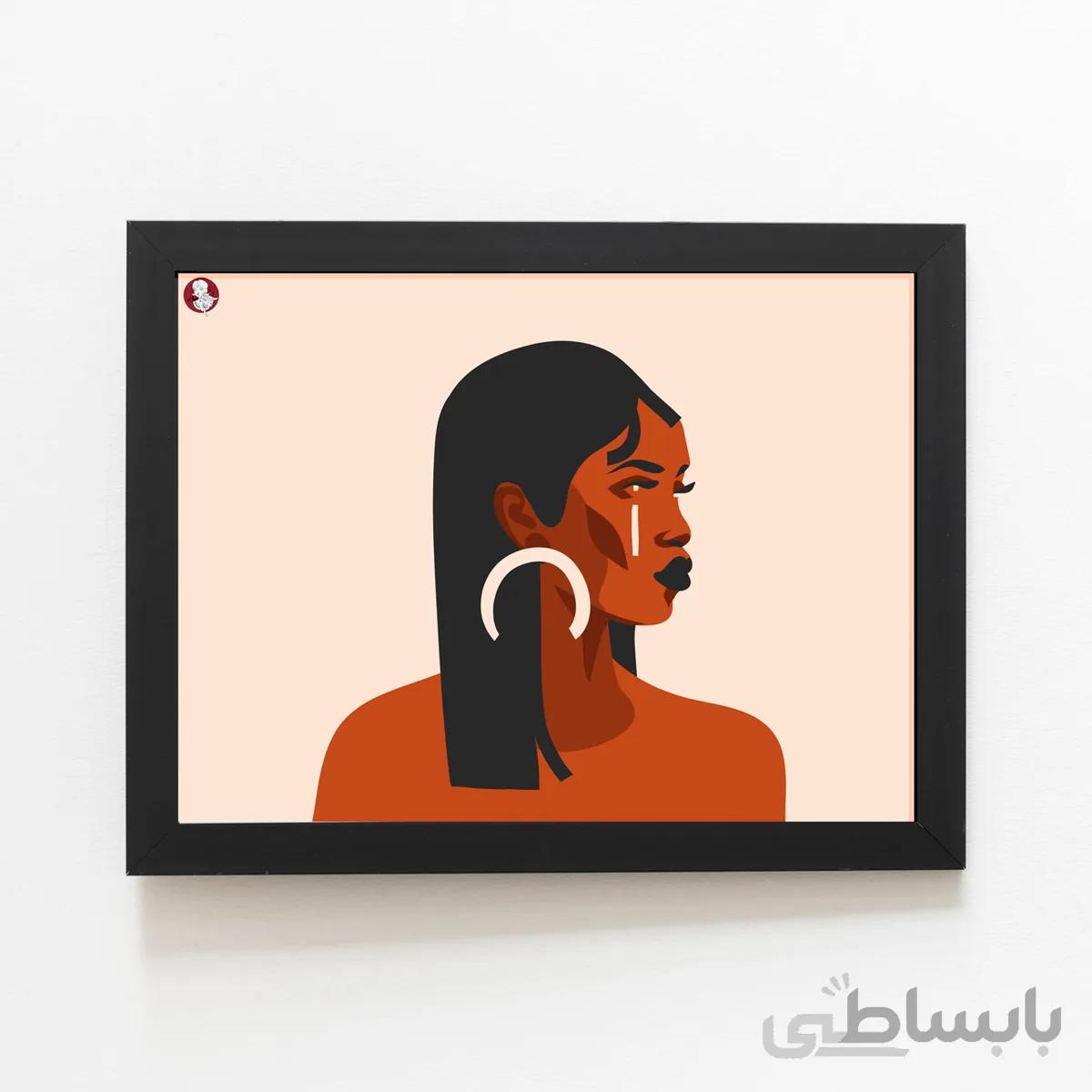تابلو دیواری مینیمال طرح دختر آفریقایی