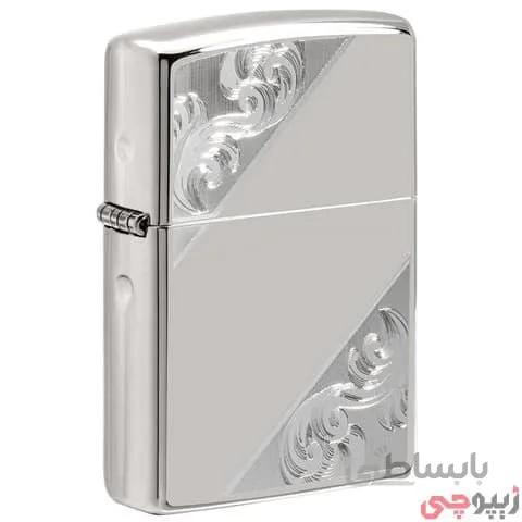 فندک زیپو اصل کد ۴۹۴۷۹ – Original Zippo Sterling Diagonal Filigree
