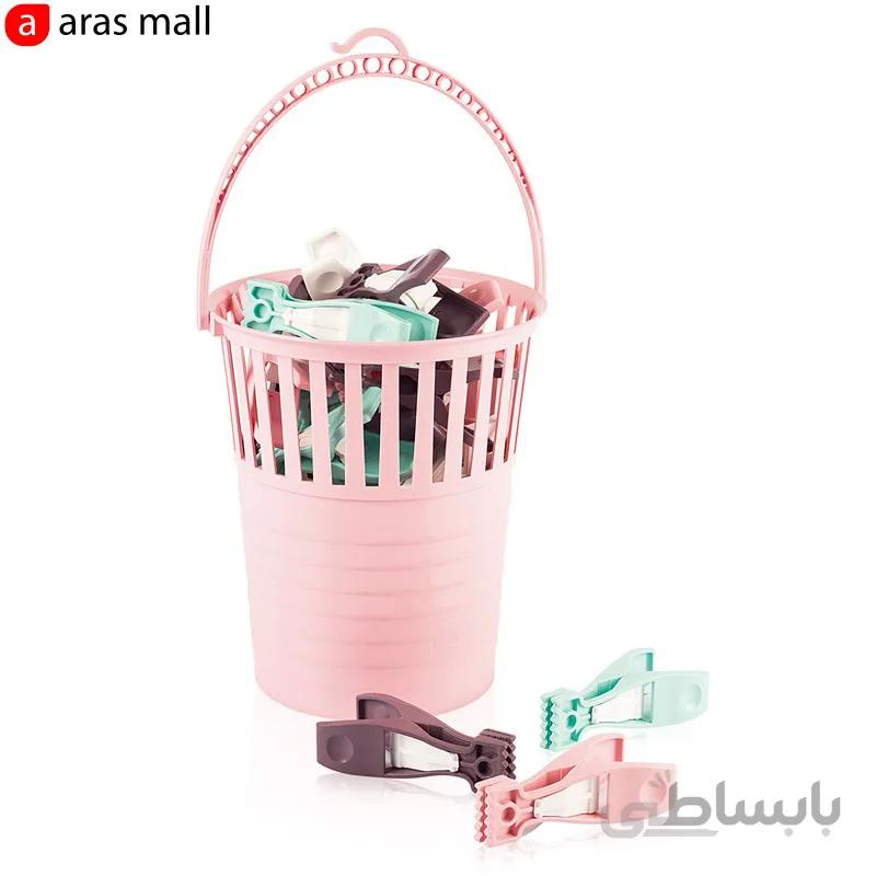 گیره لباس Urve مدل UR 3278 مجموعه 15 عددی به همراه سبد گیره
