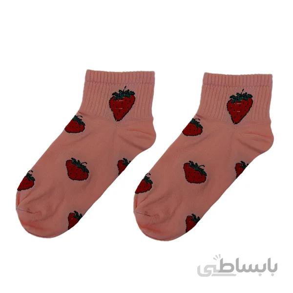 جدیدترین جوراب اسپرت فانتزی دخترانه و زنانه طرح توت فرنگی کد ph494.4