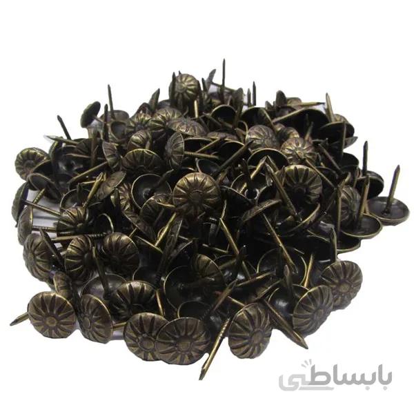 گل میخ گل برجسته زیتونی طول 15 قطر 11 میلی متر بسته 50 گرمی