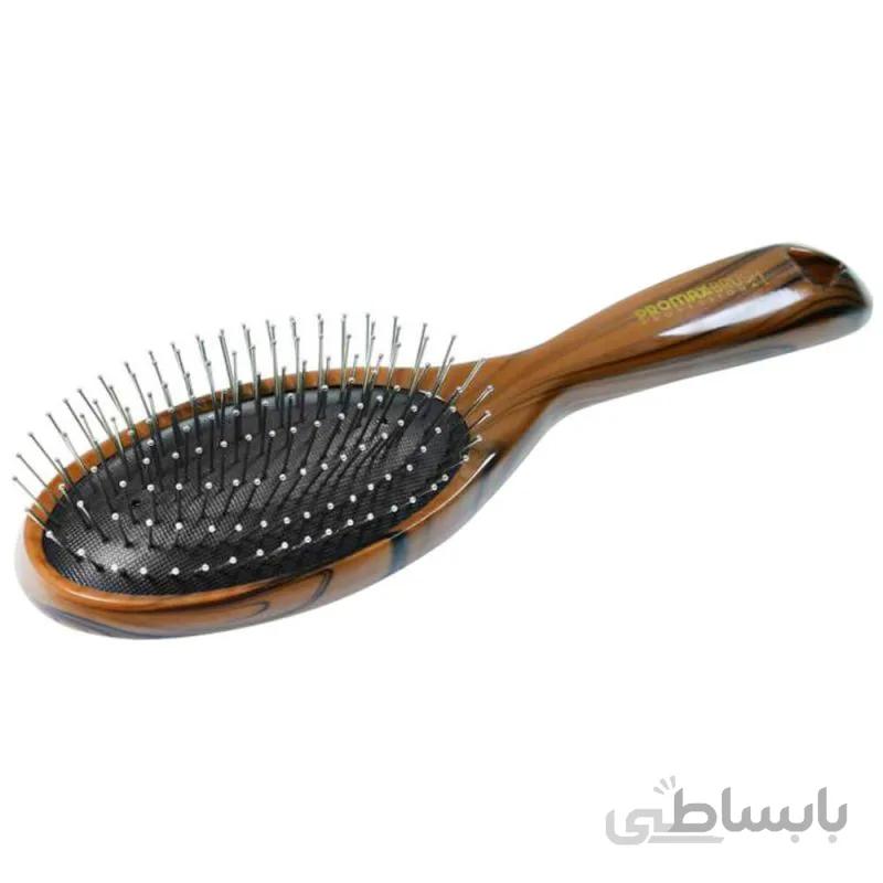 برس طرح چوب بیضی با دندانه استیل پرومکس مدل W311 ا Promax W311 Hair Brush