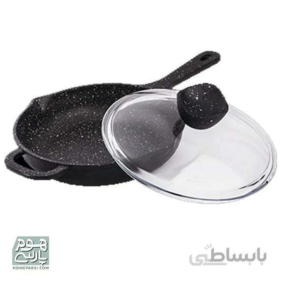 تابه چدن نالینو مدل Enzo تک دسته 22 درب شیشه ای
