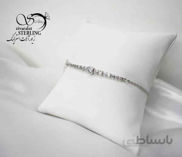 دستبند نقره زنانه تک نگین