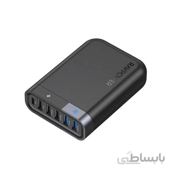 شارژر رومیزی راوپاور مجهز به 6 پورت مدل RP-UM002 ا RavPower 6 Port Charger FileHub RP-UM002