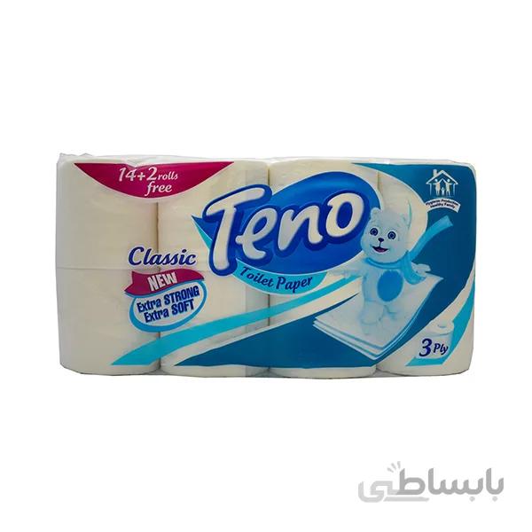 دستمال توالت کلاسیک ۳ لایه تنو ۱۶رول