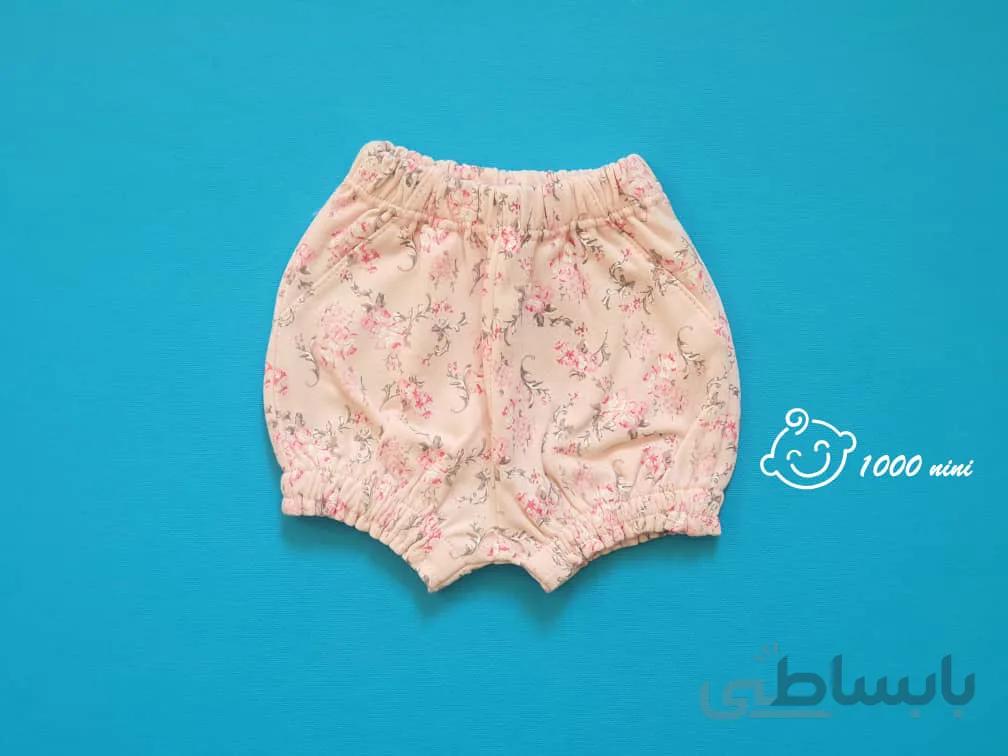 شورت پادار طرح رزگل ا لباس های تکه ای برند نیلی. لباس نوزادی برند نیلی.تولید شده از با کیفیت ترین پارچه های نخ پنبه.