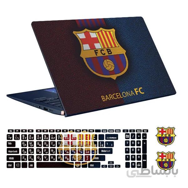 اسکین لپ تاپ طرح Barcelona کد ۰۳ به همراه استیکر کیبورد